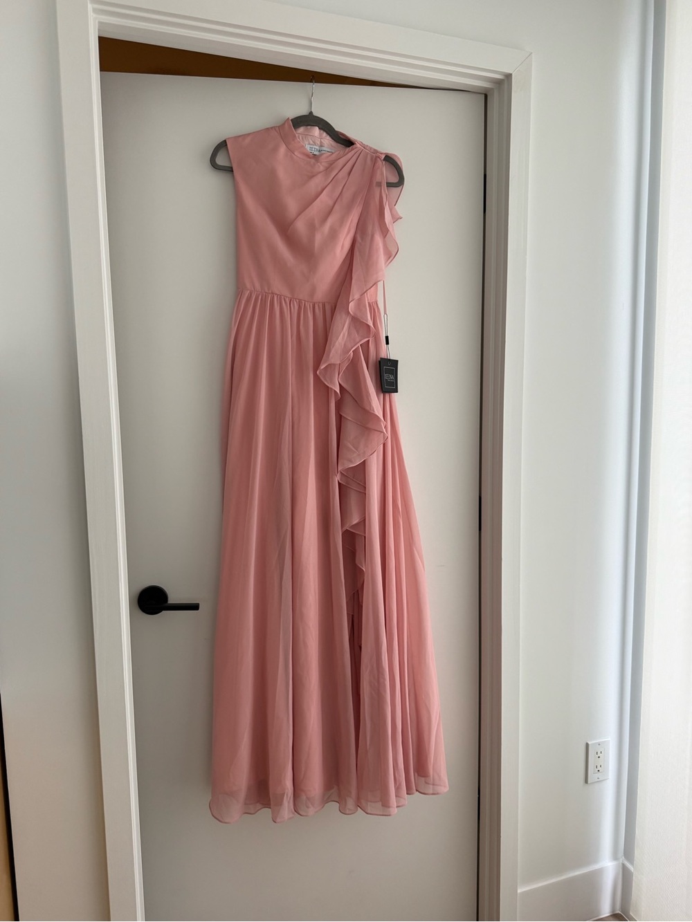 NWT Mac Duggal Ruffled High Neck Maxi Dress Daisy Rose 2 #A0549